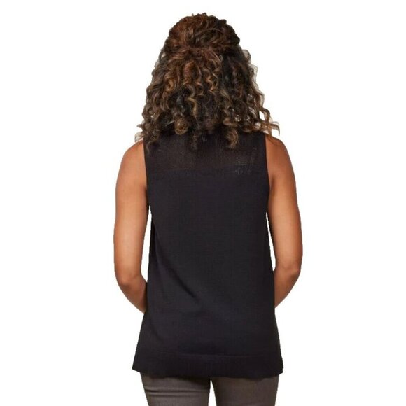 EQL by Kerrits Bit Of Breeze Sleeveless Sweater Size M Black Knit Equestrian - Picture 4 of 6